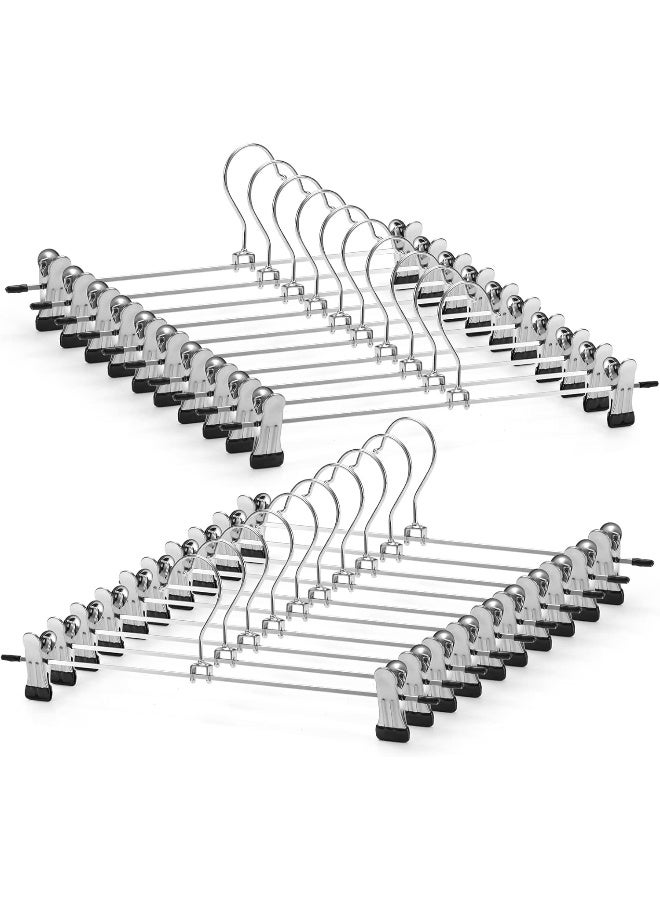 Red Dot Gift 20-Pack White Metal Pants Hangers 28.5cm Space-Saving Skirt and Jeans Hangers with Adjustable Clips - Image 1