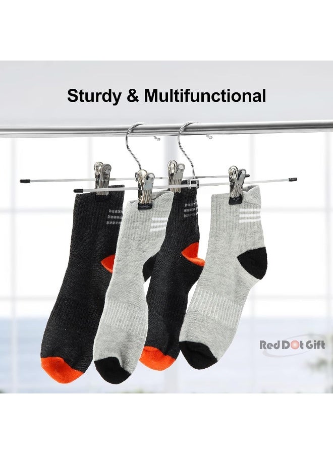 Red Dot Gift 20-Pack White Metal Pants Hangers 28.5cm Space-Saving Skirt and Jeans Hangers with Adjustable Clips - Image 5
