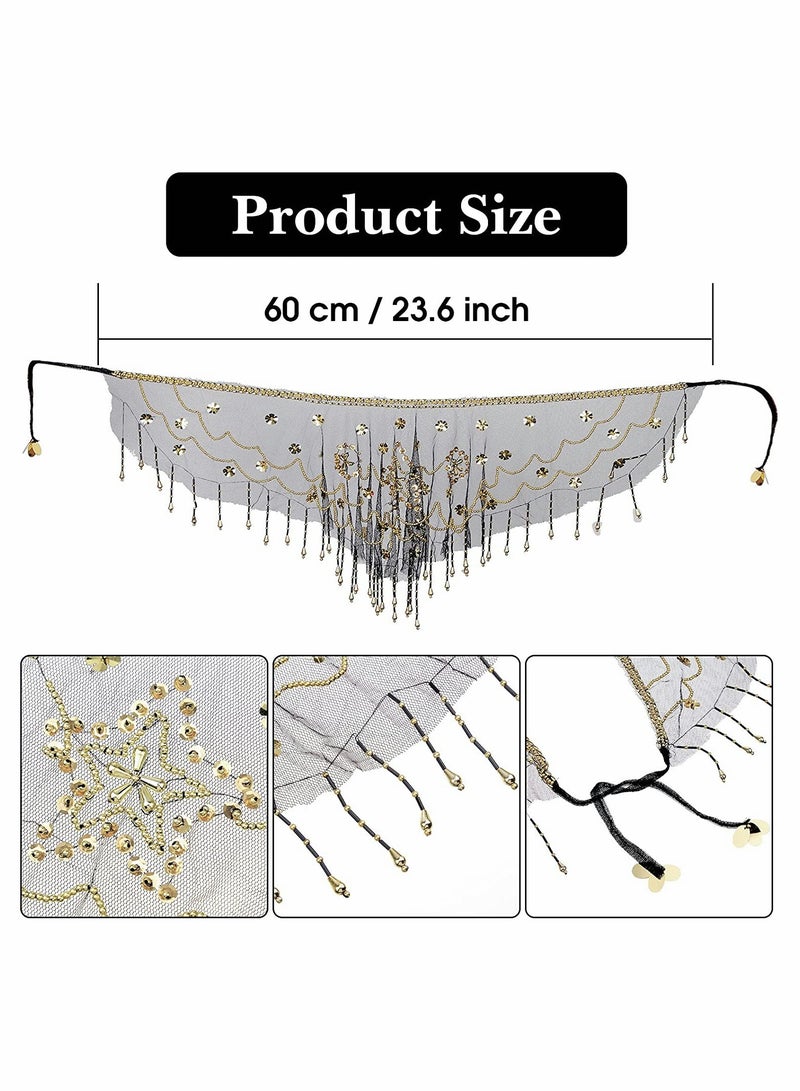 KASTWAVE Women Belly Dance Face Veil, Belly Dance Face Veil Beads Sequins - Image 2