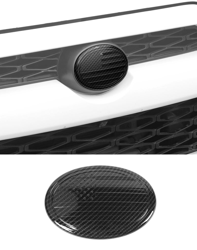 DSWSQ for Toyota Grill Emblem Front Grille Badge Emblem Logo Cover Trim Fit for Toyota Series, for Camry, RAV4, Corolla, Tacoma, Highlander, 4Runner Series, 6Ã—4.2 inches, Carbon Fiber - Image 1