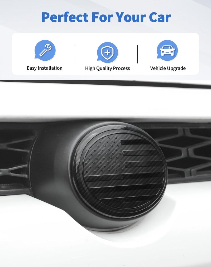 DSWSQ for Toyota Grill Emblem Front Grille Badge Emblem Logo Cover Trim Fit for Toyota Series, for Camry, RAV4, Corolla, Tacoma, Highlander, 4Runner Series, 6Ã—4.2 inches, Carbon Fiber - Image 3