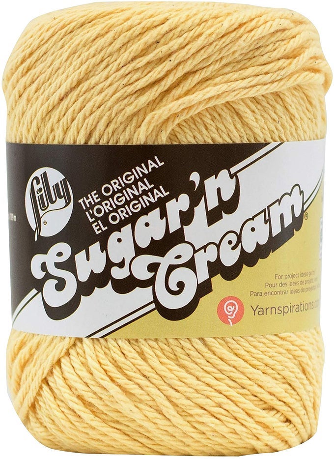 SUGAR N CREAM THE ORIGINAL SOLID YARN 25OZ MEDIUM 4 GAUGE 100 COTTON COUNTRY YELLOW MACHINE WASH DRY