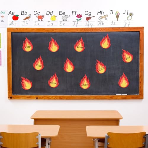 FOBSME 60 Pcs Fire Cutouts 4.72x3.35 Inch Flame Cutout Waterproof Fire Bulletin Board Cutouts Paper Flame Die Cuts with Glue Point for Fire Truck Firefighter Theme Classroom Birthday Party Decor - Image 5
