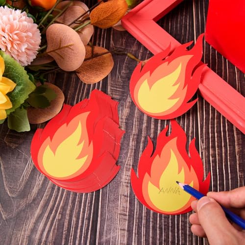 FOBSME 60 Pcs Fire Cutouts 4.72x3.35 Inch Flame Cutout Waterproof Fire Bulletin Board Cutouts Paper Flame Die Cuts with Glue Point for Fire Truck Firefighter Theme Classroom Birthday Party Decor - Image 3