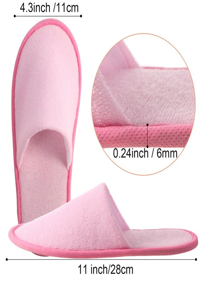Geyoga 12 Pair Disposable Slippers for Guests Non Slip Disposable House Slippers Washable Reusable for Spa Travel Hotel Indoor Shoeless Home Bride Bathroom, Purple, White, Pink, Khaki, Medium - Image 4