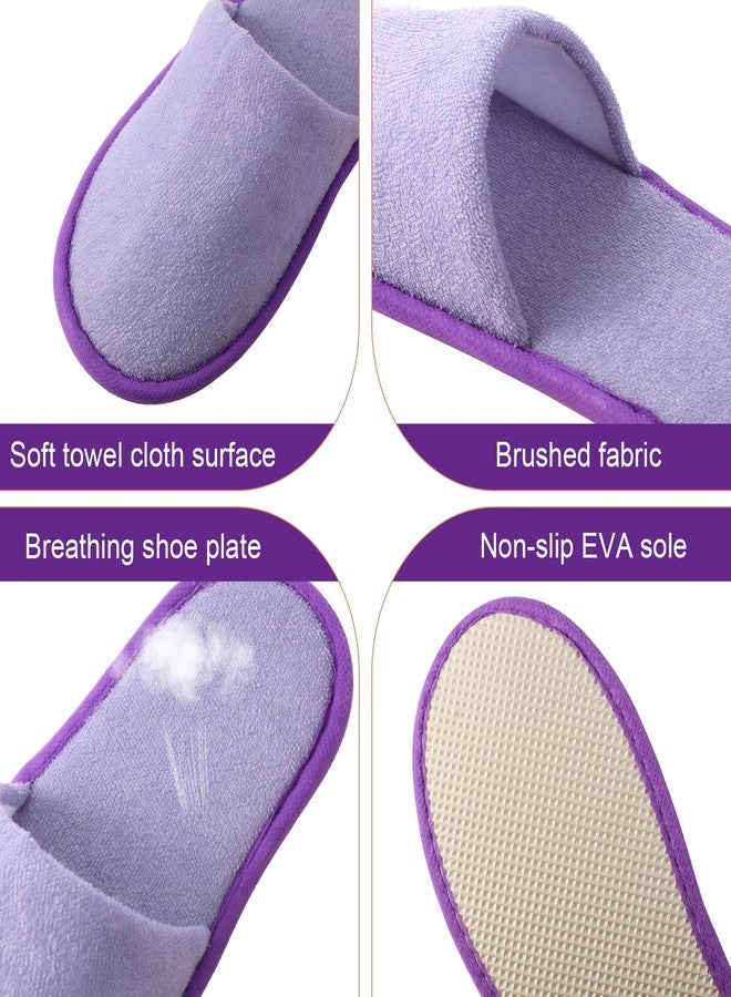 Geyoga 12 Pair Disposable Slippers for Guests Non Slip Disposable House Slippers Washable Reusable for Spa Travel Hotel Indoor Shoeless Home Bride Bathroom, Purple, White, Pink, Khaki, Medium - Image 3