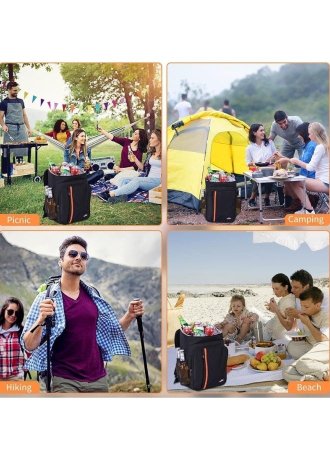 Happy Home 18L Insulated Cooler Backpack for Women & Men – Stylish Portable Fresh-Keeping Bag with Multiple Compartments, Mesh Side Pockets & Front Zipper Pocket – Padded Adjustable Shoulder Straps – Ideal for Picnic, Camping, Travel, Hiking & Festivals - Image 3