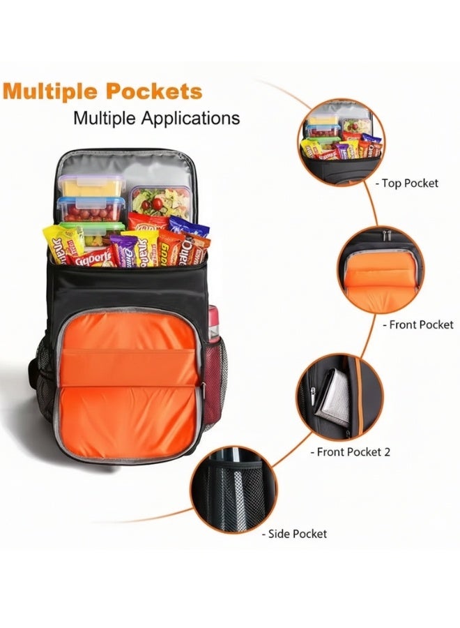 Happy Home 18L Insulated Cooler Backpack for Women & Men – Stylish Portable Fresh-Keeping Bag with Multiple Compartments, Mesh Side Pockets & Front Zipper Pocket – Padded Adjustable Shoulder Straps – Ideal for Picnic, Camping, Travel, Hiking & Festivals - Image 5