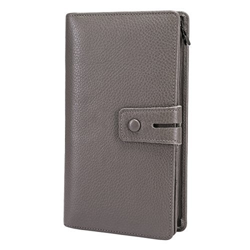 Itslife Womens Wallet,Large Capacity RFID Blocking Leather Wallets Credit Cards Organizer Ladies Wallet with Checkbook Holder,Gray - Image 1