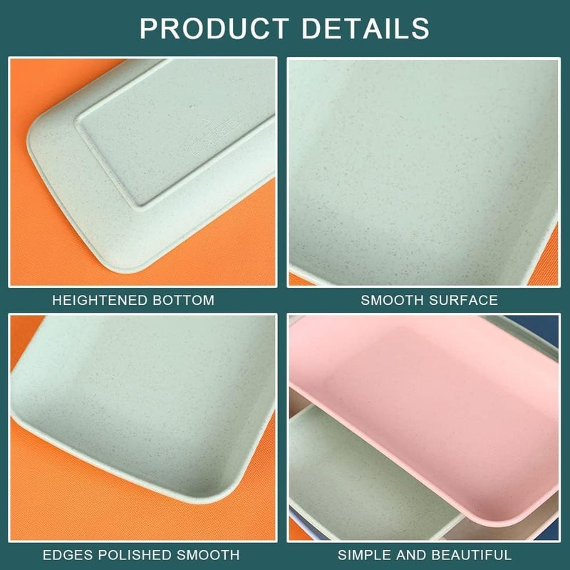 aDai Lightweight Wheat Straw Rectangular Plate - 8.27", Unbreakable Eco-Friendly Dinnerware for Salads, Pasta, Snacks & Fruit Ideal for Home, Restaurant & Gifting - (Mint Green, Pack of 4) - Image 3
