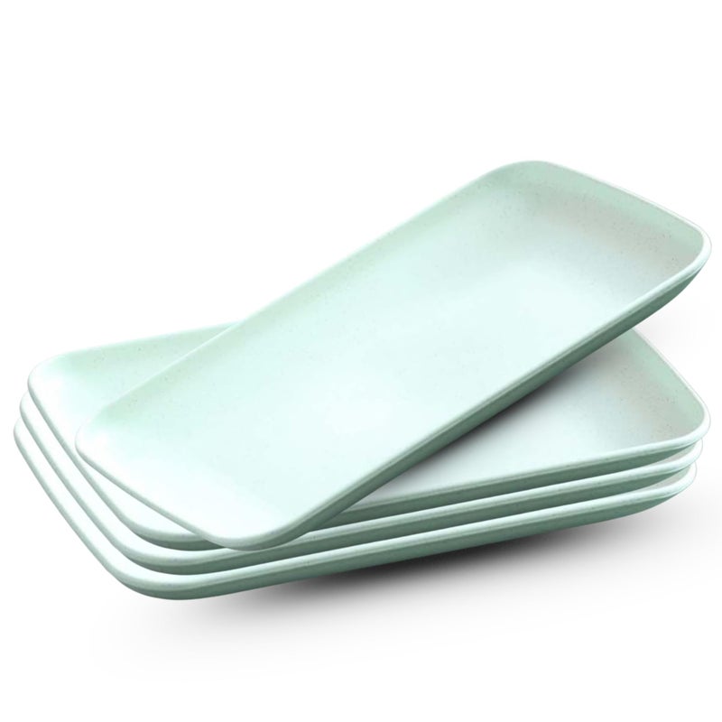 aDai Lightweight Wheat Straw Rectangular Plate - 8.27", Unbreakable Eco-Friendly Dinnerware for Salads, Pasta, Snacks & Fruit Ideal for Home, Restaurant & Gifting - (Mint Green, Pack of 4) - Image 1
