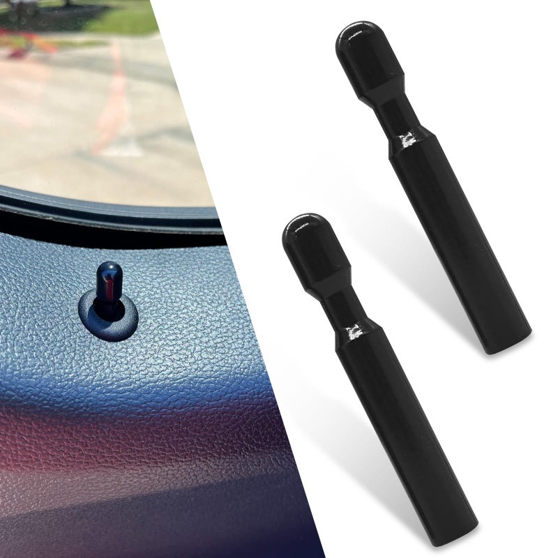Flygun 2 PCS Car Door Lock Knobs Waterproof Plastic Vehicle Pull Control Knob Post Automotive Door Lock Pull Pin Replacement Compatible with Ford F150 Explorer Taurus Black