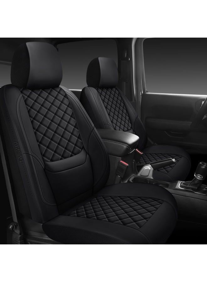 WENNFOUR Wrangler Seat Covers 2007-2025 Full Set, Waterproof Leather Interior Sets with Lumbar Support Custom Fit for Jeep Wrangler JK JL 4 Door Unlimited Sahara/Sport/Rubicon X 392 Willys, Black - Image 1