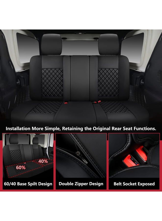 WENNFOUR Wrangler Seat Covers 2007-2025 Full Set, Waterproof Leather Interior Sets with Lumbar Support Custom Fit for Jeep Wrangler JK JL 4 Door Unlimited Sahara/Sport/Rubicon X 392 Willys, Black - Image 3