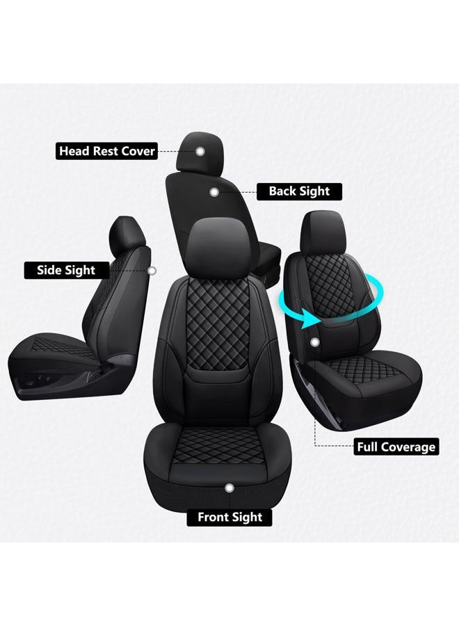 WENNFOUR Wrangler Seat Covers 2007-2025 Full Set, Waterproof Leather Interior Sets with Lumbar Support Custom Fit for Jeep Wrangler JK JL 4 Door Unlimited Sahara/Sport/Rubicon X 392 Willys, Black - Image 2