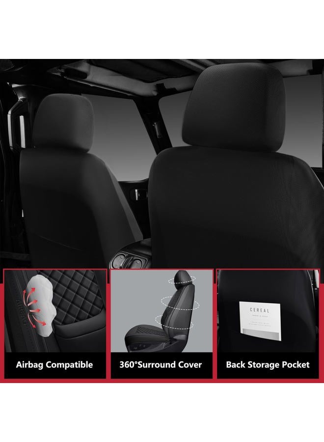 WENNFOUR Wrangler Seat Covers 2007-2025 Full Set, Waterproof Leather Interior Sets with Lumbar Support Custom Fit for Jeep Wrangler JK JL 4 Door Unlimited Sahara/Sport/Rubicon X 392 Willys, Black - Image 5