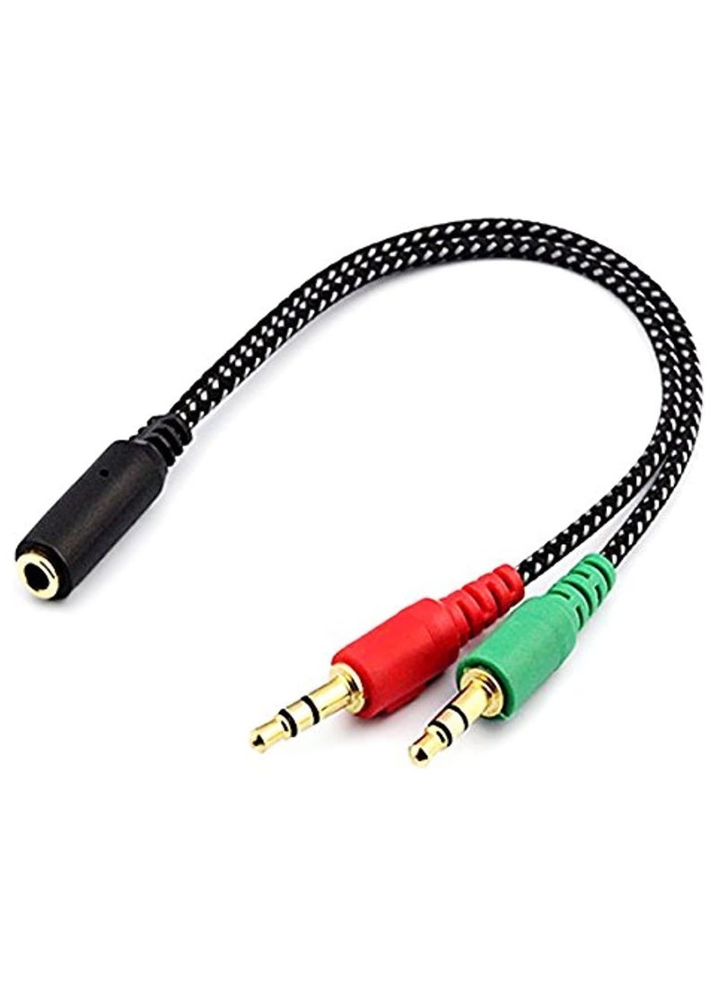 Generic - AUX Y Audio Splitter 3.5mm 1 female to 2 male Headphone and Microphone - Image 1