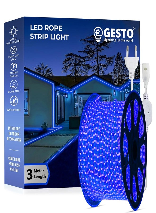الجستو شريط إضاءة LED بطول 3 أمتار من جيستو - إضاءة خارجية مقاومة للماء لتزيين الشرفات والمنازل والديكورات الداخلية | إضاءة زخرفية لتزيين ديوالي، إضاءة مخفية للسقف (أزرق) - Image 1