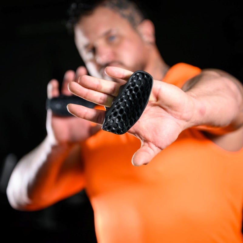JOLYMIT Anti-Slip Workout Grips - Rubber Palm Protectors for Weight Lifting, Pull-Ups, Gym Training | Ergonomic, Callus Protection for Men & Women (Black /1 Pair) - Image 5