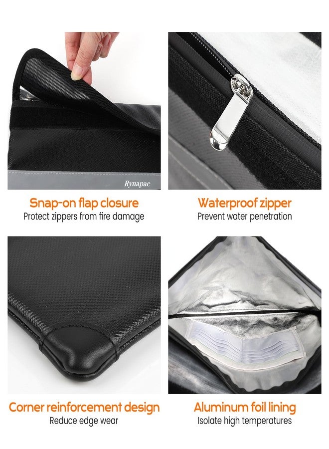 Rynapac Fireproof Money Bag Upgraded 4200°F, 11”x 6.2” Waterproof money bags with zipper for Travel/Office/Home, Small Fireproof Safe Pouch, Built-in 11 storage pockets for Phone, Cash, Passport, Card - Image 4