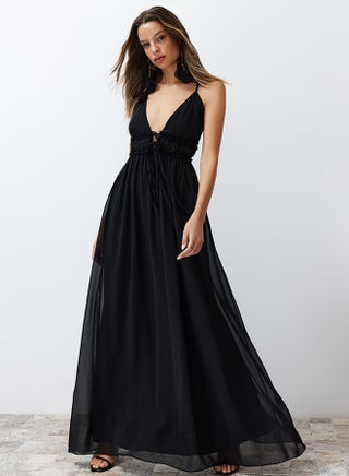 Black A-Line Woven Chiffon Long Evening Dress TPRSS24AE00058 - pzsku/Z69AEB9A9805A9FAFA356Z/45/_/1730941503/9e6acb48-77aa-4755-aaf1-f8d255b78346