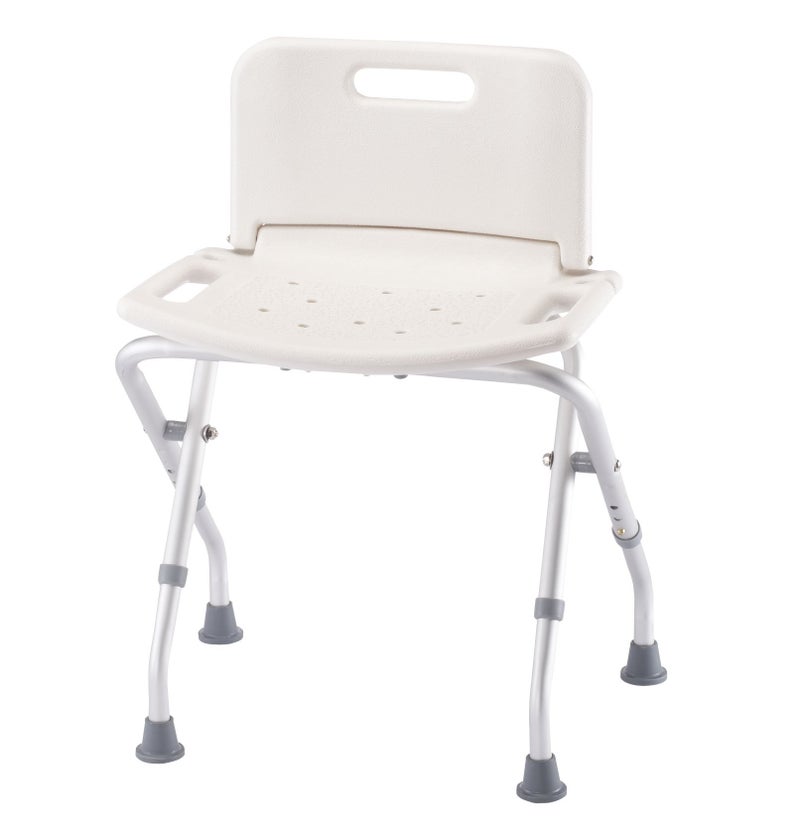 Folding Bath Seat with Back Support Portable Shower Bench White