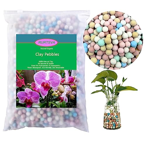 Rurtsva Natural Organic Colorful Leca Balls 2LBS for Plants, 8mm-10mm Ceramsite Clay Pebbles Indoor Potting Garden Soil for Orchid, Succulents, Hydroponics, Decoration, Drainage (2LBS, Colorful, 1) - Image 1