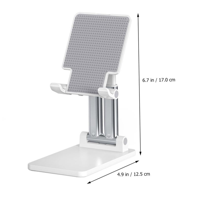 Adjustable Tablet Stand And Phone Holder Foldable Dual Arm Desktop Mount With Anti Slip Cradle White - Image 3