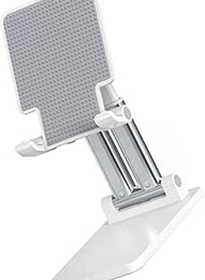 Adjustable Tablet Stand And Phone Holder Foldable Dual Arm Desktop Mount With Anti Slip Cradle White - Image 1
