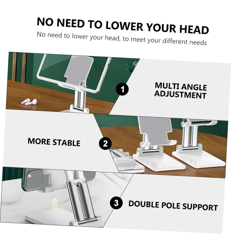 Adjustable Tablet Stand And Phone Holder Foldable Dual Arm Desktop Mount With Anti Slip Cradle White - Image 4