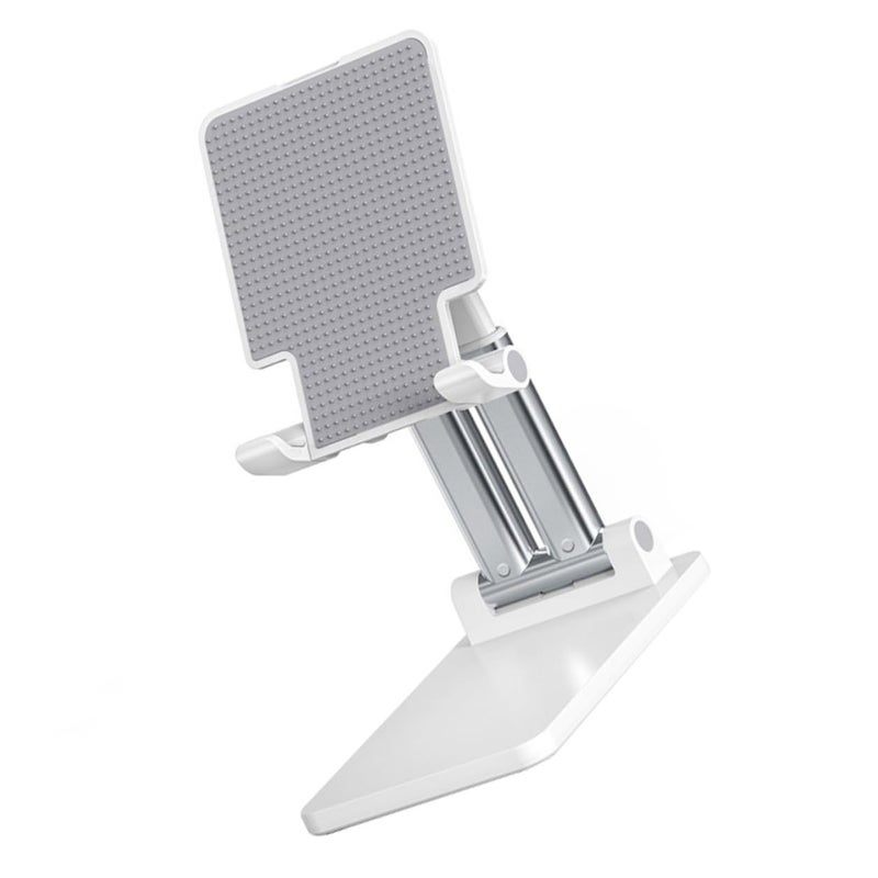 Adjustable Tablet Stand And Phone Holder Foldable Dual Arm Desktop Mount With Anti Slip Cradle White - Image 2