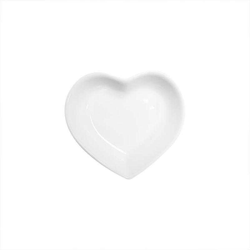 Yuauy 6 pcs White Heart Shaped Porcelain Soy Sauce Dish 165 oz Ceramic Dip Dipping Bowls for Dinner Baking BBQ and Cooking - Image 3