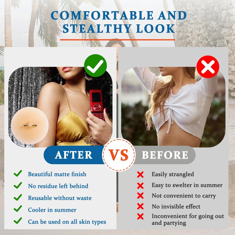 Foycow 2 Pcs Silicone Nipple Cover with Piercing, Waterproof, Reusable Pasties White - Image 5