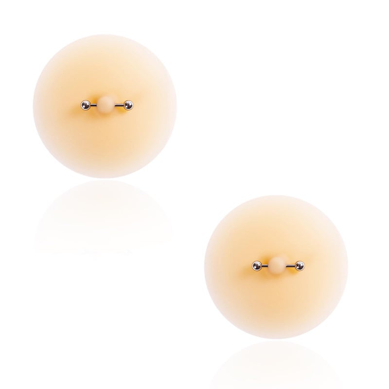 Foycow 2 Pcs Silicone Nipple Cover with Piercing, Waterproof, Reusable Pasties White - Image 1