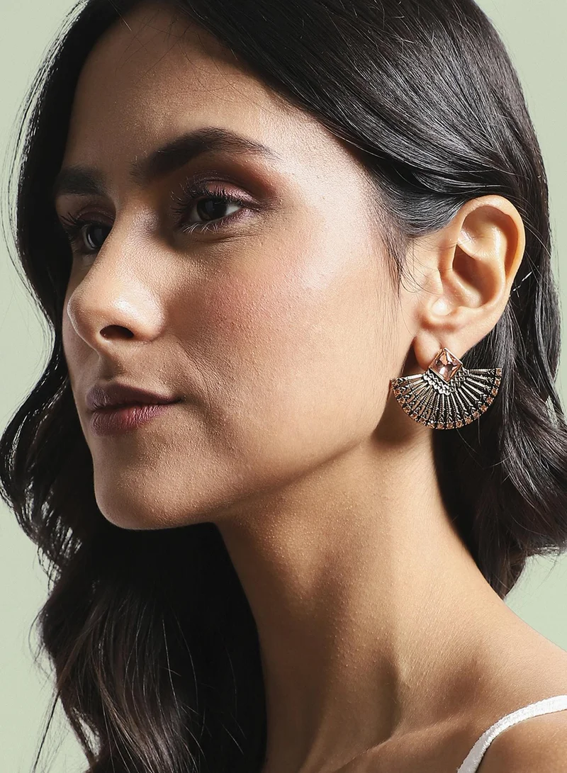 SOHI Crystal Fan Artificial Stud Earring Jewellery