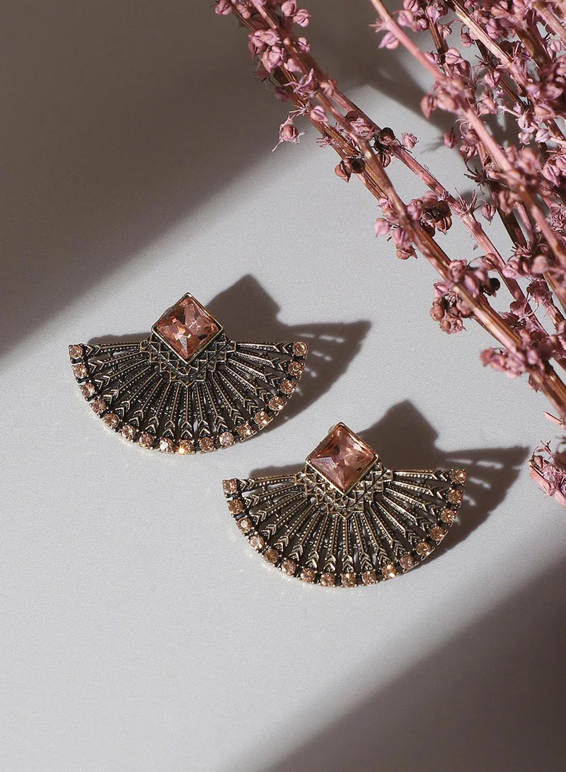 SOHI Crystal Fan Artificial Stud Earring Jewellery