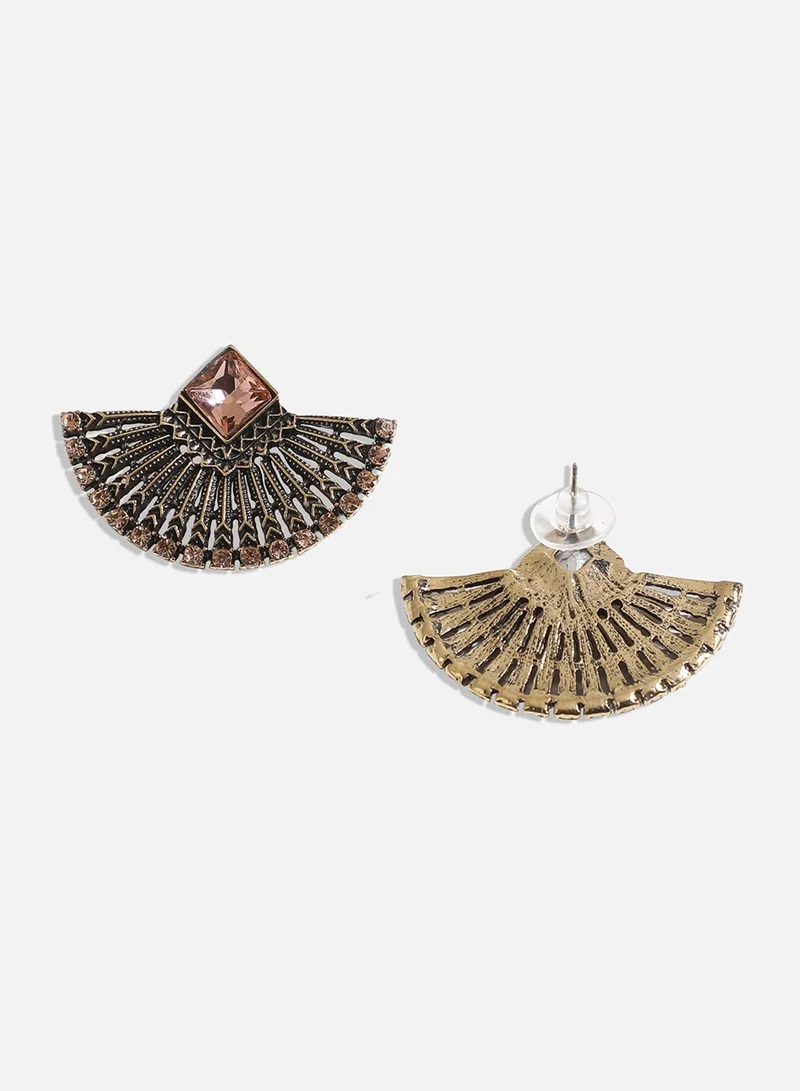 SOHI Crystal Fan Artificial Stud Earring Jewellery