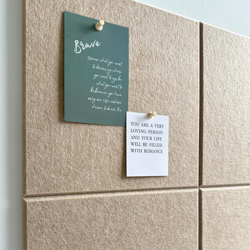 AkuDecor Large Cork Board for Office Wall Decor,48"x36"-12 Pack Felt Wall Tiles with Safe Removable Adhesive Tabs, 1/2" Thick, Felt Bulletin Board Pin Board Cork Boards for Walls - Tan - Image 4