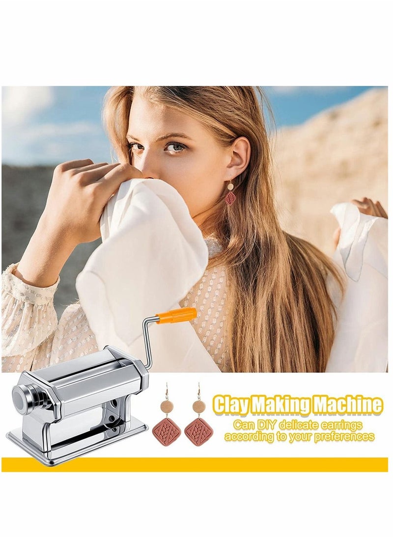 SYOSI - Clay Roller Machine Clay Presser Machine with Polymer Clay Cutters Clay Conditioning Machine 15 cm 5.91 Inch Wide Roller Thin 1 to 3 MM 6 Thickness Options for Craft Projects Clay Tools - Image 1