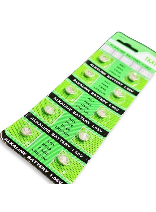 TMI Button Alkaline Batteries 10pcs Alkaline Coin Cell Batteries 1.55V | LR621W , AG1 - Non Rechargeable Batteries for Watches, Toys, and Remote Controls, Compact Battery Size, Durable Battery - Image 3