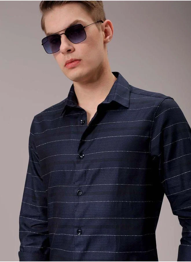 The Indian Garage Co Men Slim Fit Solid Full Sleeves Cutaway Collar Party Wear Shirt