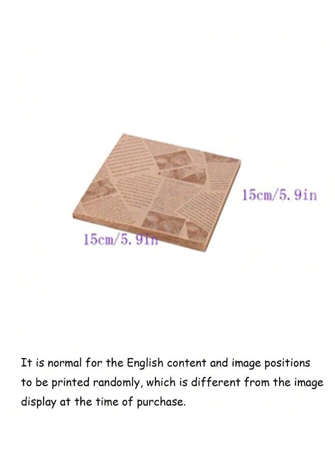 50 sheets of baking paper (15*15 cm), parchment paper, sandwich wrapping paper, baking supplies, vintage newspaper print food paper liners, tray liners, basket liners, fast food, restaurant café, table decoration, home restaurant use, oil-proof and stain-resistant, catering supplies, party picnic, suitable for all occasions.  - Image 2
