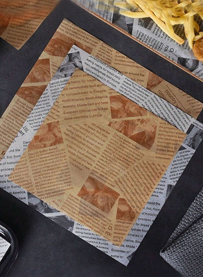 50 sheets of baking paper (15*15 cm), parchment paper, sandwich wrapping paper, baking supplies, vintage newspaper print food paper liners, tray liners, basket liners, fast food, restaurant café, table decoration, home restaurant use, oil-proof and stain-resistant, catering supplies, party picnic, suitable for all occasions.  - Image 3
