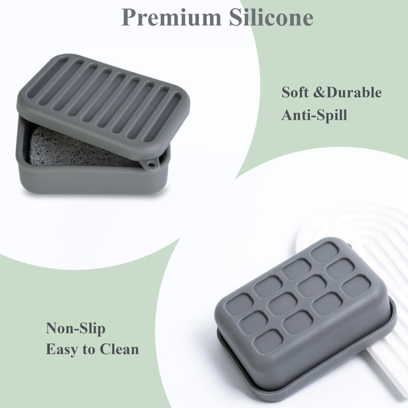 MtBoi Portable Leakproof Travel Soap Case  Silicone Travel Soap Case  Compact Soap Holder With Drainage Layer  Travel Soap Holder For Camping  Gym  Outdoor (Deep-Gray) - Image 3
