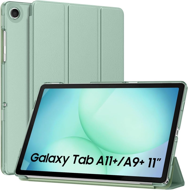 MoKo Case for Galaxy Tab A11+ Plus/A9+ 11-Inch 2025/2023, Slim Stand Protective Smart Cover with Hard PC Translucent Back Shell for Galaxy Tab A11+/A9 Plus Tablet, Agave Green - Image 1