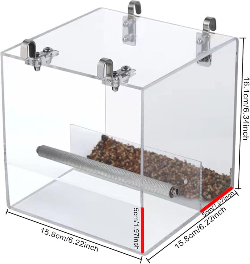 Xxmbbjy No Mess Bird Feeder for Cage, Automatic Acrylic No Mess Bird Feeder Cage for Parrots Canary Parakeet Budgerigar Crested Myna Cockatiel Lovebird (Large) - Image 2
