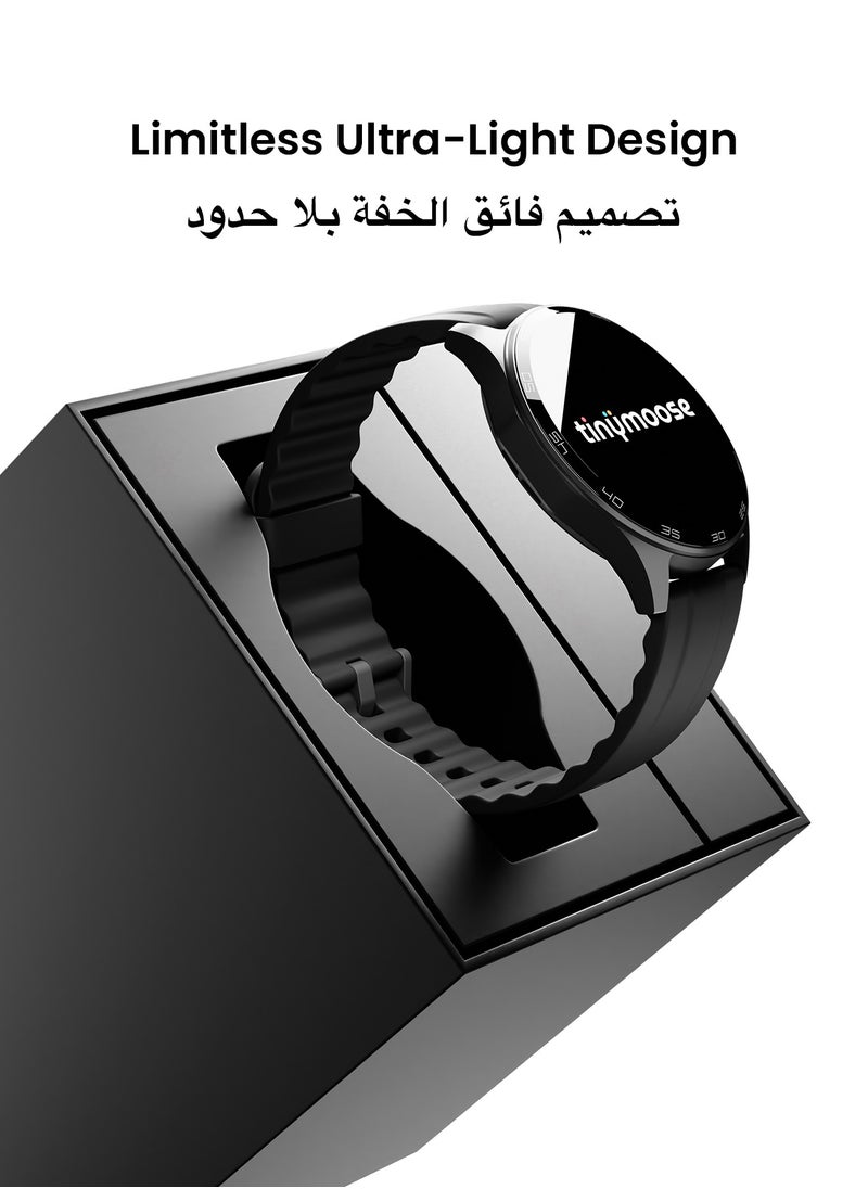 تاينيموس - ساعة ذكية أطلس | شاشة AMOLED فائقة الوضوح، نظام GPS، تتبع اللياقة بالذكاء الاصطناعي، عمر بطارية 15 يومًا، قياس نبض القلب وSpO2، مقاومة للماء حتى 30 مترًا، مكالمات بلوتوث، شاشة لمس سريعة الاستجابة، متوافق مع أندرويد وiOS – أسود ليلي - Image 1