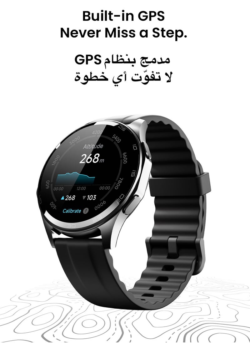 تاينيموس - ساعة ذكية أطلس | شاشة AMOLED فائقة الوضوح، نظام GPS، تتبع اللياقة بالذكاء الاصطناعي، عمر بطارية 15 يومًا، قياس نبض القلب وSpO2، مقاومة للماء حتى 30 مترًا، مكالمات بلوتوث، شاشة لمس سريعة الاستجابة، متوافق مع أندرويد وiOS – أسود ليلي - Image 1