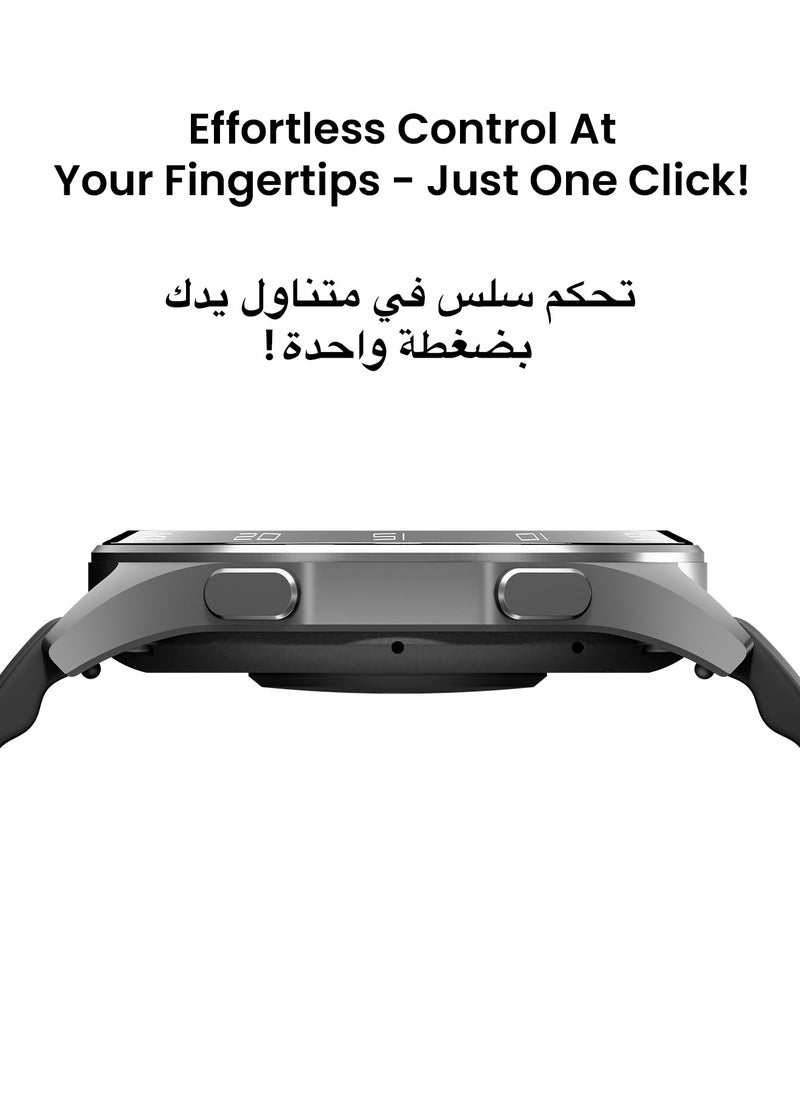 تاينيموس - ساعة ذكية أطلس | شاشة AMOLED فائقة الوضوح، نظام GPS، تتبع اللياقة بالذكاء الاصطناعي، عمر بطارية 15 يومًا، قياس نبض القلب وSpO2، مقاومة للماء حتى 30 مترًا، مكالمات بلوتوث، شاشة لمس سريعة الاستجابة، متوافق مع أندرويد وiOS – أسود ليلي - Image 1