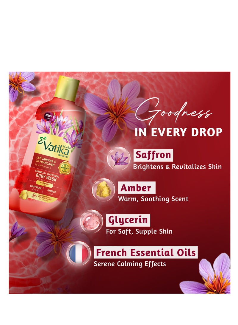 Vatika Naturals Magical Saffron Body Wash (2x250ml) Value Pack, 24 Hours Long Lasting Fine Fragrance, For Glowing Skin, With Essential Oils from France - Image 4